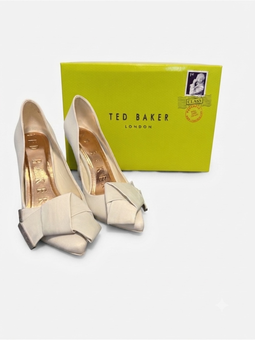 Ted Baker Cream Pointed-Toe Pumps with Front Bow